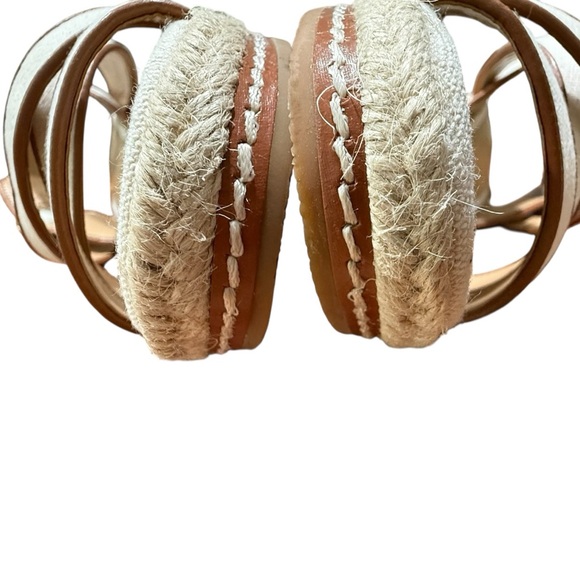 Talbots Chic Canvas Espadrille Platform Sandals Size 9M Neutral Strappy - Picture 12 of 13